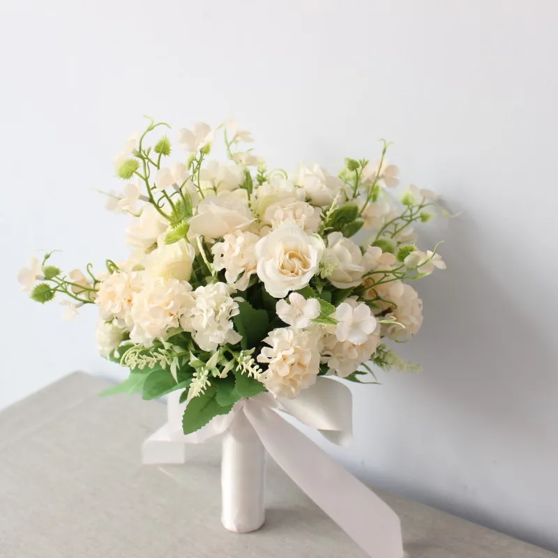 

Bride Wedding Bouquet Bridesmaid Holding Bouquet Wedding Supplies Artificial Silk Rose Pink Flower Table Decoration