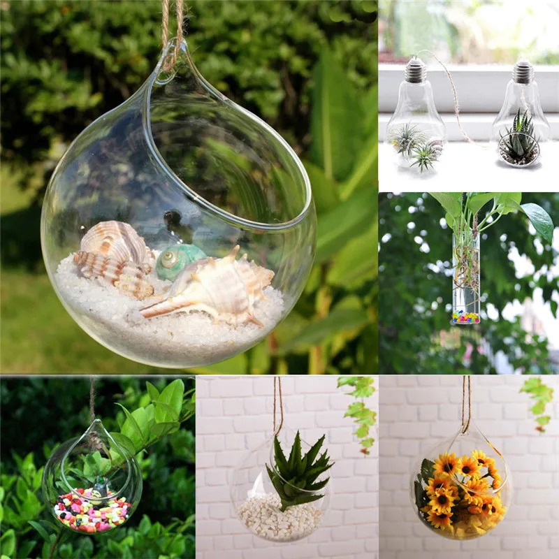 Hanging Glass Ball Vase Flower Plant Pot Terrarium Container Party