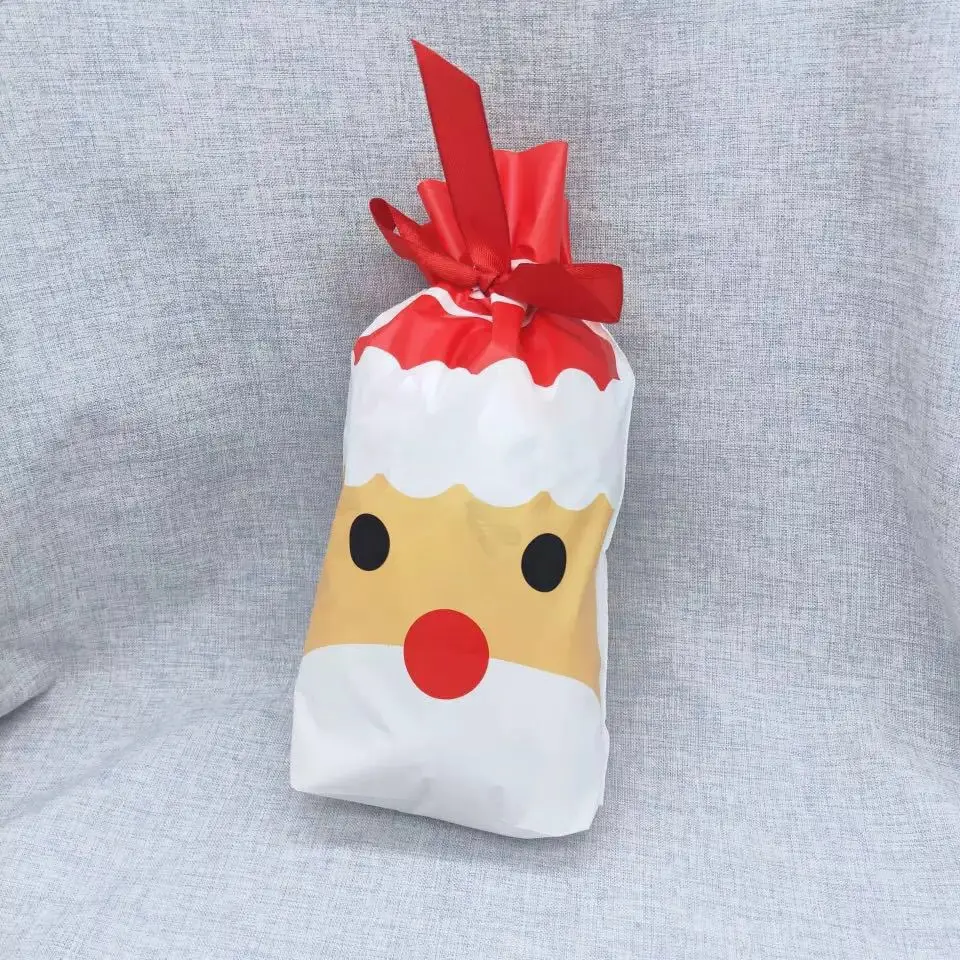 white santa 10 шт./партия, рождественский подарок, чулки мешки, Счастливого Рождества, олень, медведь, на шнурке, Упаковочные сумки, Хэллоуин, печенье конфеты, сумки Navidad - Цвет: white santa