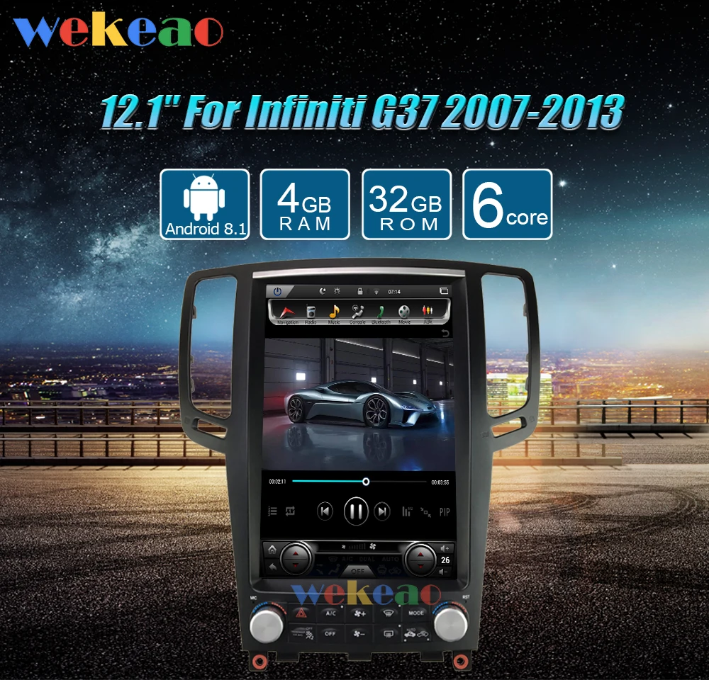 Wekeao вертикальный экран Tesla style 12,1 ''Android 8,1 автомобильный dvd-плеер навигационная Автомагнитола для Infiniti G37 G35 G25 G37S 2007