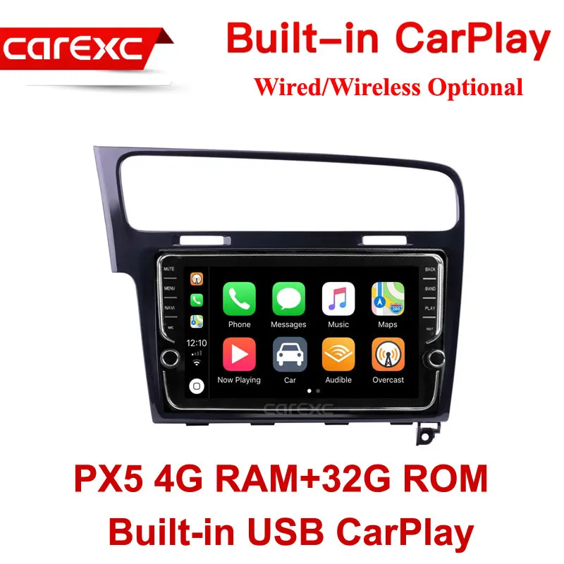 CarExc Авторадио Android 9,0 автомобильный Muiltmedia плеер для VW Volkswagen Golf 7 2013 головное устройство встроенный CarPlay с gps-навигацией без DVD - Цвет: PX5 32G ROM Wired