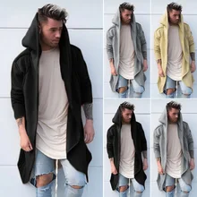 Осеннее повседневное пальто флисовые толстовки Одежда Топы свободная однотонная одежда красивый кардиган с капюшоном для мужчин длинные куртки