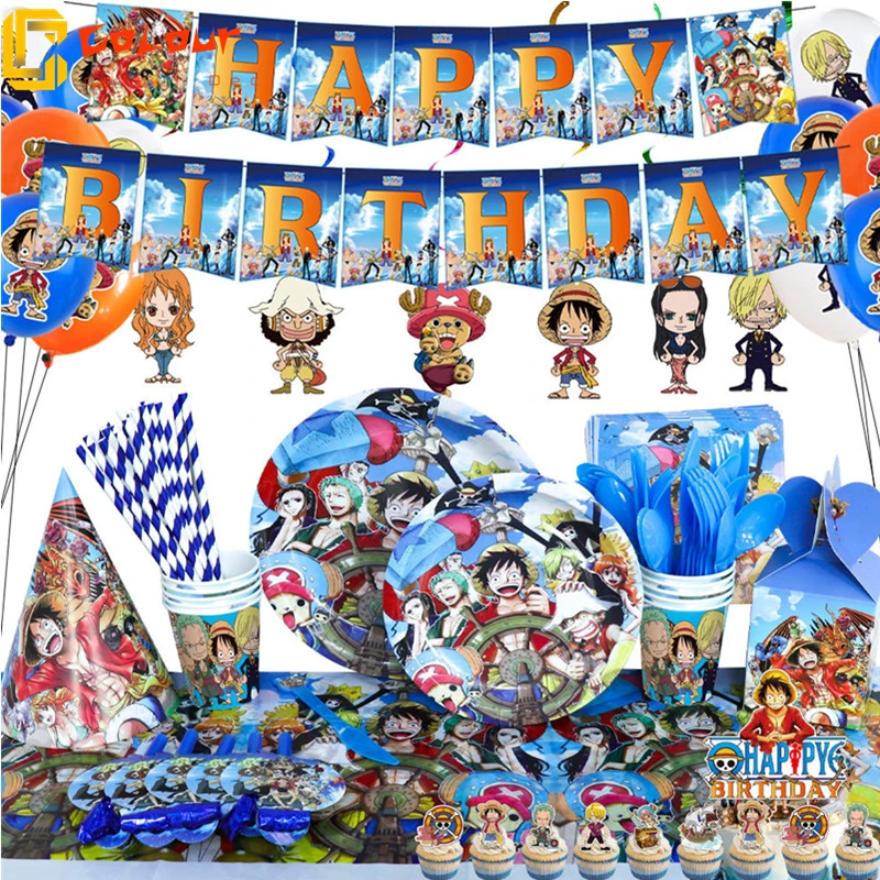 1set One Piece Party Supplies Anime Hat Luffy Cake Balloons Ornament Happy Birthday Banner Cup Plate Tablecolth Party Decor Disposable Party Tableware Aliexpress 1set One Piece Party Supplies Anime Hat Luffy Cake Balloons Ornament Happy Birthday Banner Cup Plate Tablecolth Party Decor Disposable Party Tableware Aliexpress