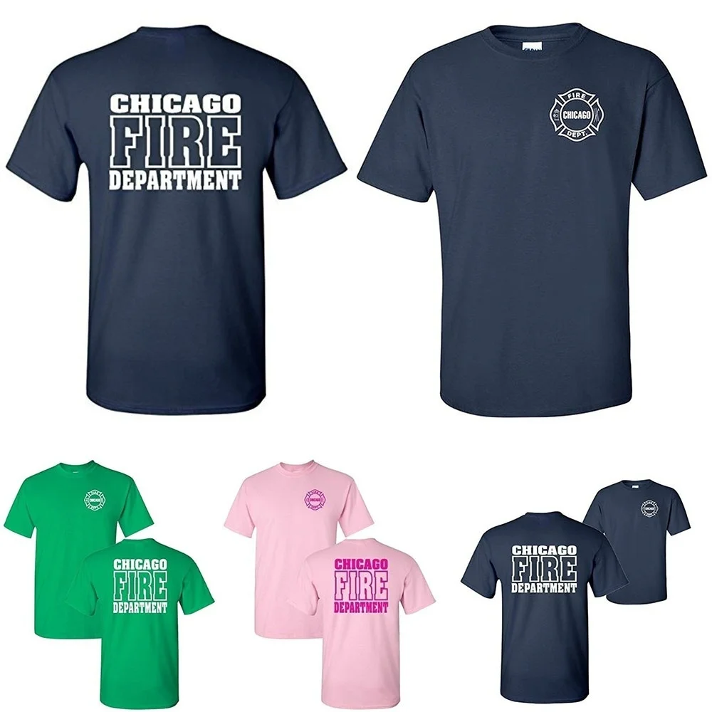 

New Summer Style Chicago Fire Department 2-Sided Job Shirt for Women Couple and Men MI-TEE (S-XXXL)