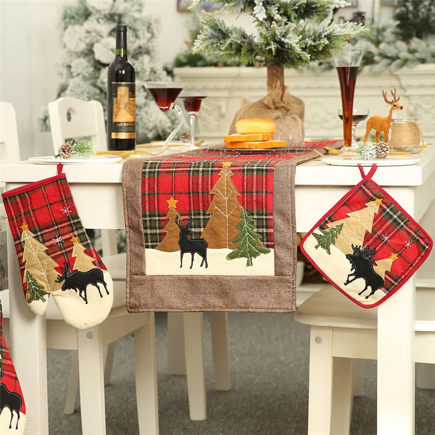 Год, Рождество, жаркие перчатки для выпечки, коврик для духовки, обеденный коврик для барбекю, кухонный коврик, Navidad, рождественские вечерние принадлежности для украшения