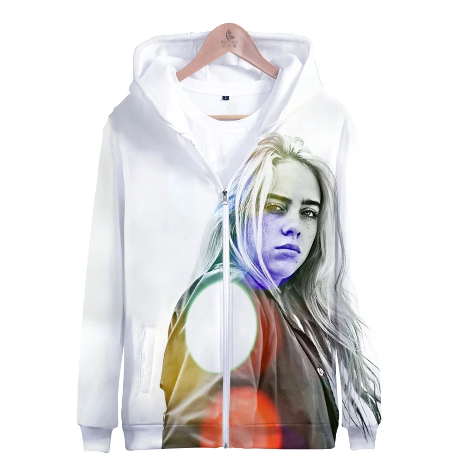 Billie Eilish za модная толстовка с капюшоном для женщин и девочек, детская толстовка, куртка с капюшоном, пальто на молнии, одежда