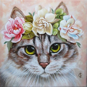 

DIY Animal Full Round Diamond Embroidery Flower Cat Pattern Diamond Painting Cross Stitch Rhinestone Mosaic Home Decoration Gift