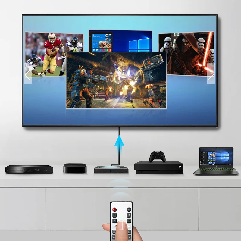 Robotsky 4K 60Hz HDMI 2,0 коммутатор 4X1 сплиттер матрица 4 в 1 выход SPDIF 3,5 мм аудио экстрактор ARC с ИК-пультом дистанционного HDMI адаптер