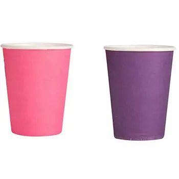 

40Pcs Paper Cups (9Oz) Plain Solid Colours Birthday Party Tableware Catering - 20Pcs Purple & 20Pcs Pink