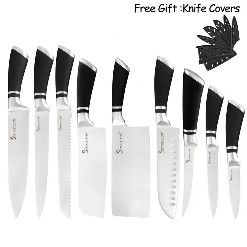 A.9 pcs set 13 дюймов, 17,5 дюймов, магнитный держатель для кухонных ножей, набор для бара, стойка, полоса из нержавеющей стали, кухонная посуда, держатель для инструментов, стенд, блок - Цвет: A.9 pcs set