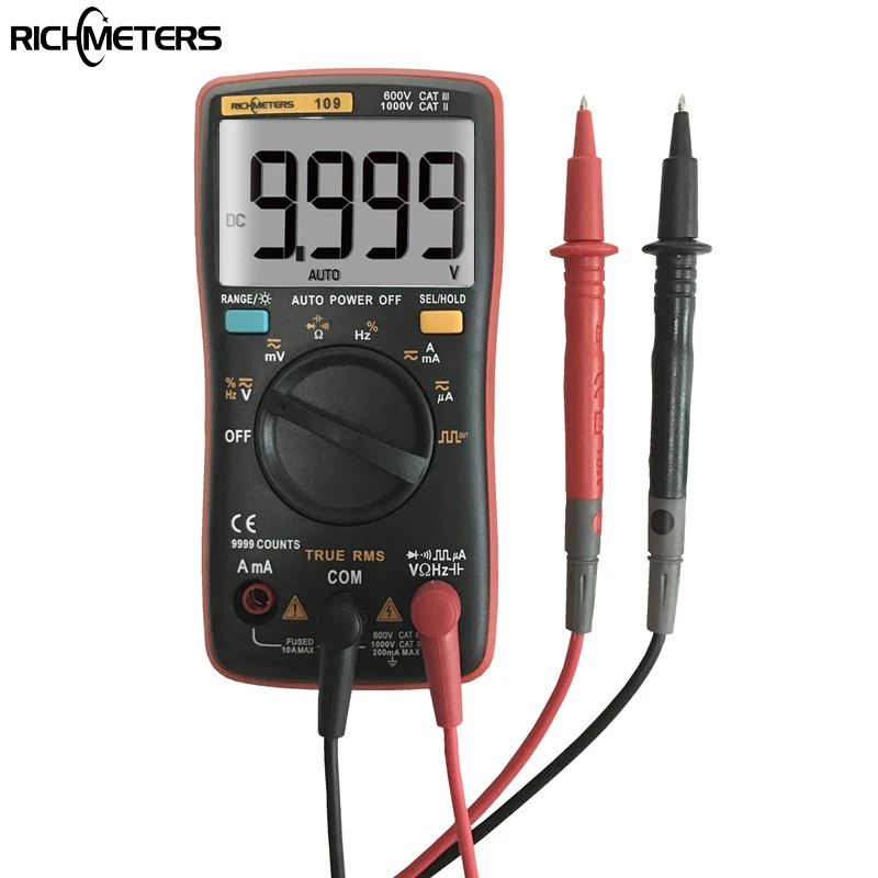 RICHMETERS RM109 размер ладони True RMS цифровой мультиметр 9999 отсчетов квадратная волна