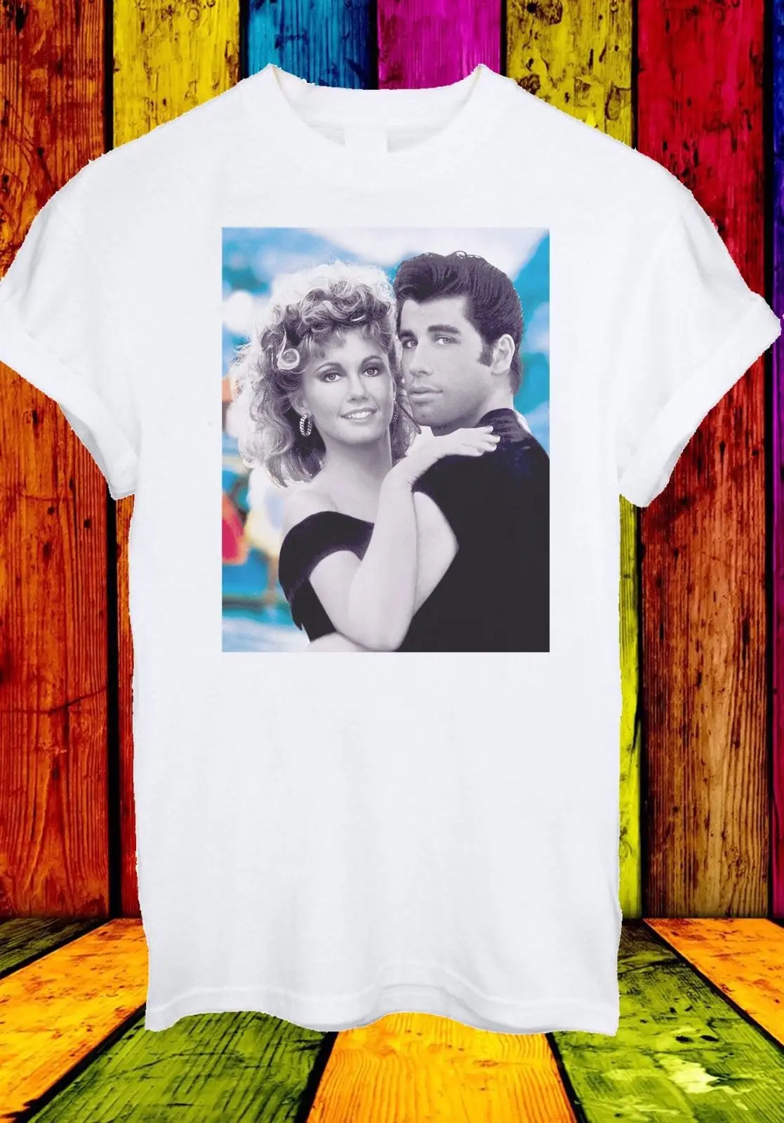 John Travolta и Olivia Newton-John Movie Мужская женская футболка унисекс 230 с коротким рукавом