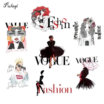 

Pulaqi Fashion Girls Ironing Stickers Heat Transfer Vinyl Cool Girls Patches Thermal Iron On Transfers For Clothing DIY Applique
