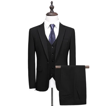 

Black Men's Fashion Classical Singer Stage Performance Three-piece Suits Office Formal Man Slim Fit Blazer Sets Man Dress Suits