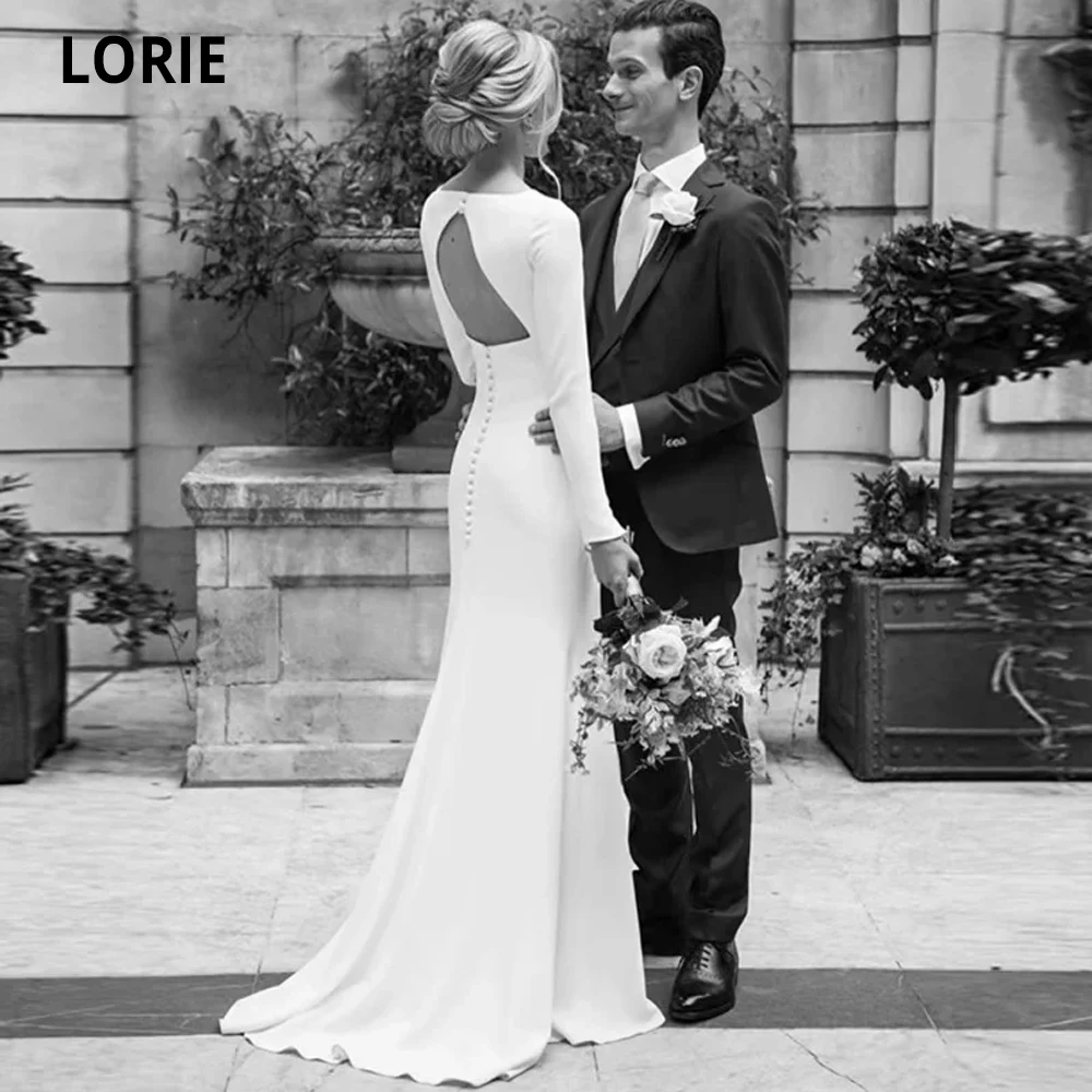 long sleeve open back mermaid wedding dress