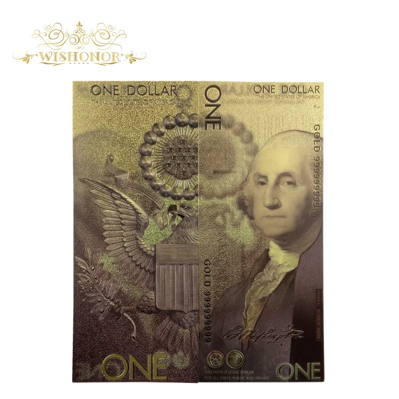 2020 New America Banknotes 1 Dollar in 24k Gold Plated Fake Money Business Gift | Дом и сад
