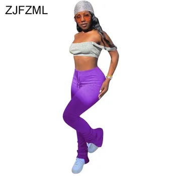 

High Waist Summer Ruched Flare Sweatpants Women Gradient Color Split Hem Bodycon Leggings Hip Hop Ladies Bell Bottom Pant Jogger