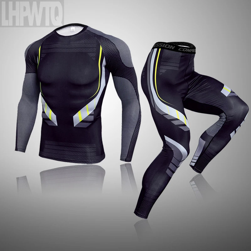 thermal long johns Thermal underwear Sport suit Men's Fitness Quick-drying Compression T-Shirt Long Sleeve Leggings base layer sport track suit mens thermal long johns