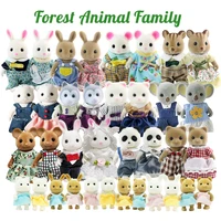1/12 MINI Pretend Play Toy Animals Forest Family Doll Children's simulation 1:12 Rabbit koala Panda Figure Girl Toy 10/14/18pcs 1