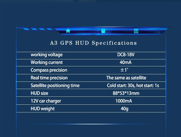 Gps измеритель скорости дисплей цифровой дисплей скорости MPH над скоростью компас с сигнализацией для всех транспортных средств лобовое стекло проектор A3