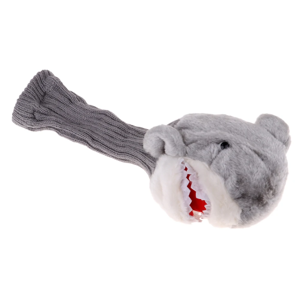 Golf Headcover Shark Pattern Knit Long Neck Cover Fits Up To 460cc Wood Driver