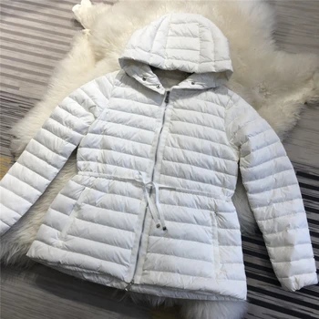 

women light and warm down coat high quality 90% white duck down filling Drawstring waist adjustable women casual down jackets