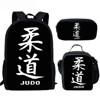 

New Custom pattern Backpack Judo martial arts Print School Bags for Girls 3pcs/set Primary School Bag Children School Backpack
