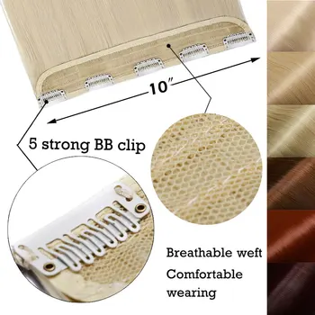 Snoilite Fall to waist Long straight Clip in One Piece Hair Extension One Piece Real Natural hair Synthetic clip Extension hair 3