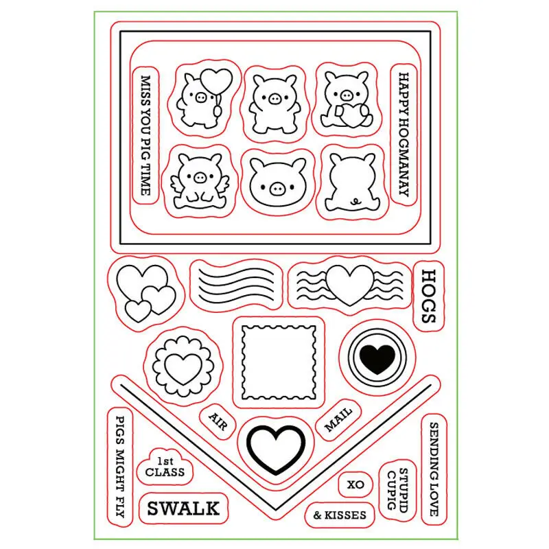 FXL – Timbres Poste Enveloppe Cochon Transparent, Pour Bricolage