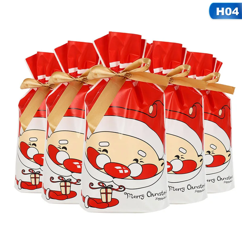 50pcs Merry Christmas Candy Bag Drawstring Bag Silk Ribbon For Birthday Wedding Party Decora Kids Gift Wrapping Supplies