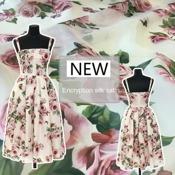 

high-end digital printing spring and summer roses pattern fashion fabric dress shirt mother and child dress custom 147cm wide
