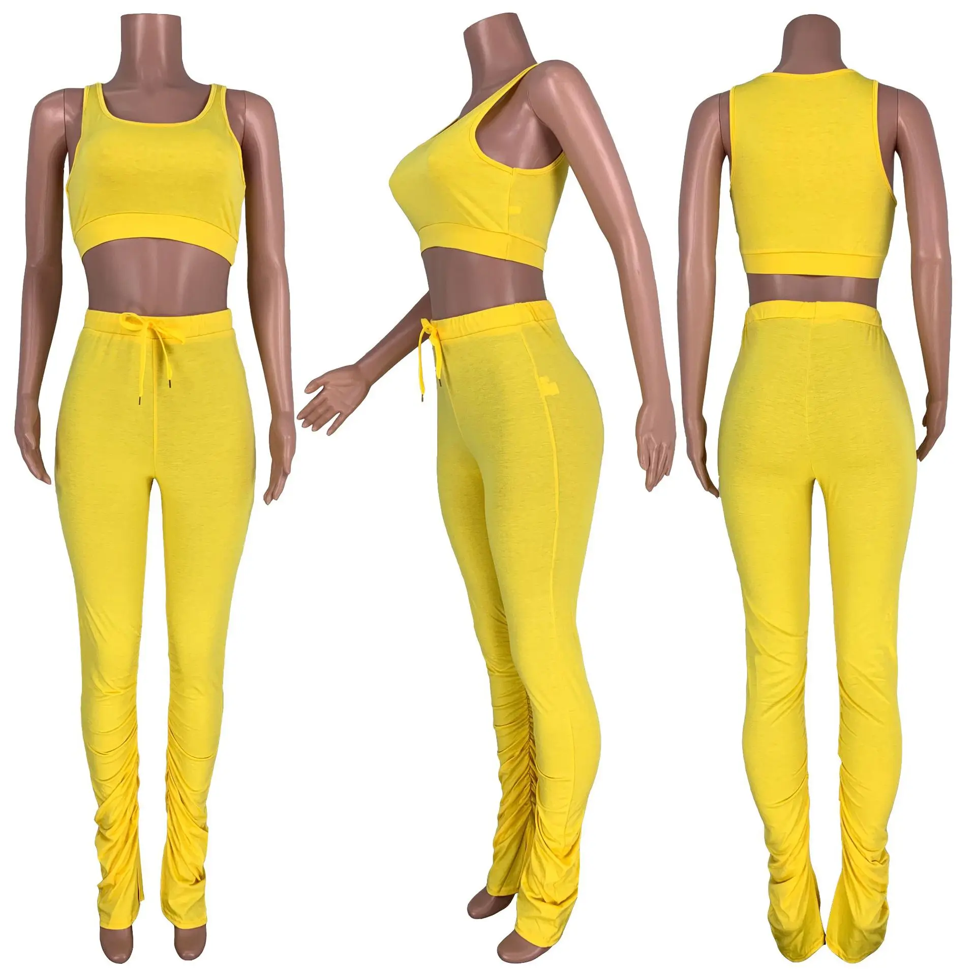 Summer New Sweatsuit Slim Crop Top Tracksuit Female Sets Casual Long Pants Sportswear Two Piece Outfits for Women F993