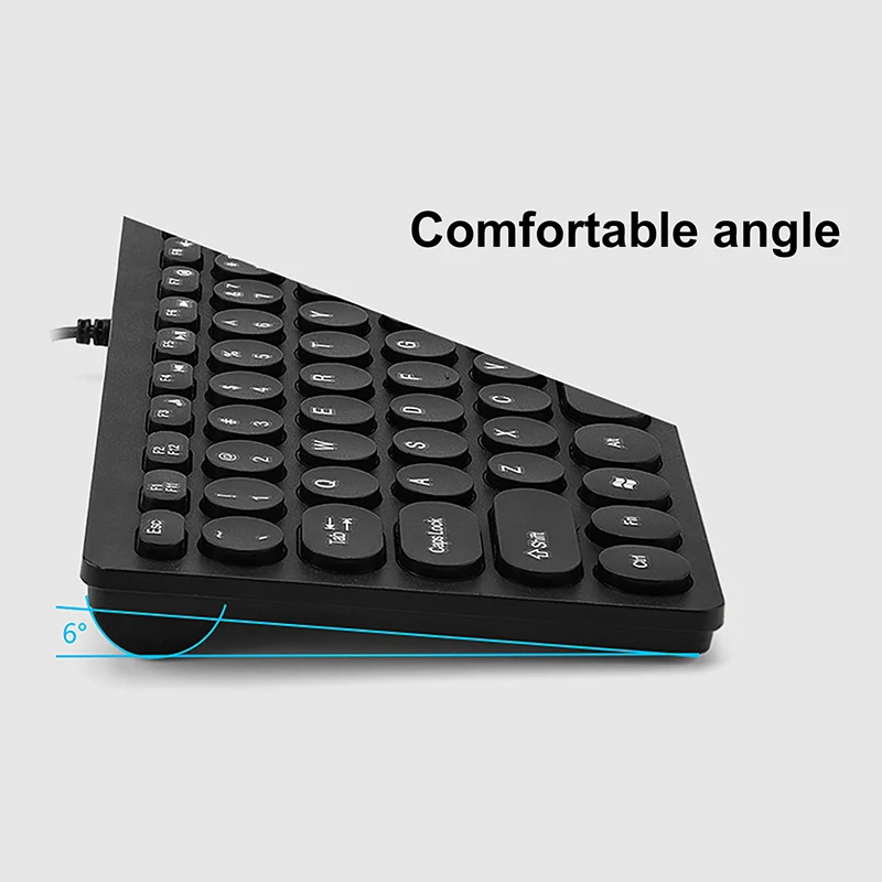 KuWF Wired Keyboard ABS Material Round Keycaps 78 Keys 8.5cm X 12.2cm X 2.3cm Wear-resistant Gaming Keyboard for Tablet images - 6