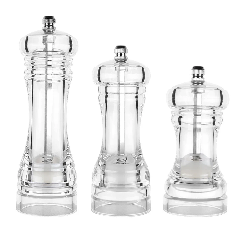 Botique-3Pcs мельница для перца-акриловые Солонка и перечница Регулируемая грубость керамическим ротором кухонные аксессуары