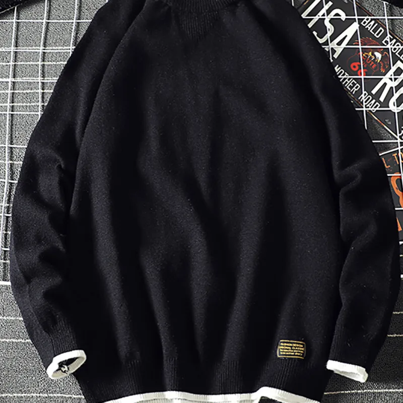 Зимний свитер мужской теплый модный однотонный Повседневный вязаный пуловер мужской свободный свитер с длинными рукавами мужской большой размер M-5XL