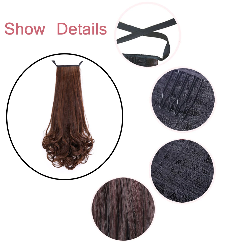 MEIFNA длинные волнистые вьющиеся синтетические конский хвост черные коричневые ленты шнурок клип в конский хвост наращивание волос тепло устойчивый хвост