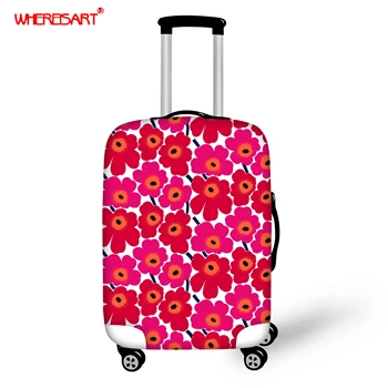 

WHEREISART Thicker Travel Luggage Protective Cover Poppy/Lilac Flower Pattern Elastic Suitcase Case Covers Travel Accessories