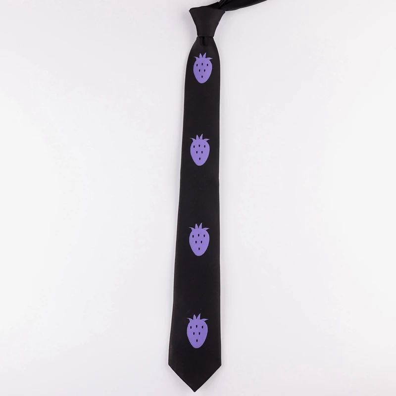 anime strawberry neckties teenager funny preppy style 6cm width neck ties unisex cosplay Japan Harajuku comic tie his and hers