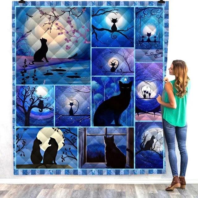 picture color Anime Cat Halloween Printed Home Sofa Cover Quilt Queen King For Bed Soft Travel Hotel Warm Blanket Cotton Quilt Dropshipping - Цвет: picture color