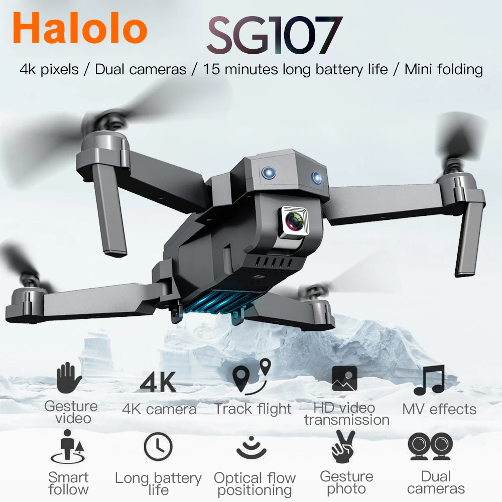 SG107 Mini Drone With WIFI FPV Wide Angle HD 4K 1080P Camera Hight Hold Mode Foldable Quadcopter Dron Toy Gift VS E68 zl100 rc wooden quadcopter