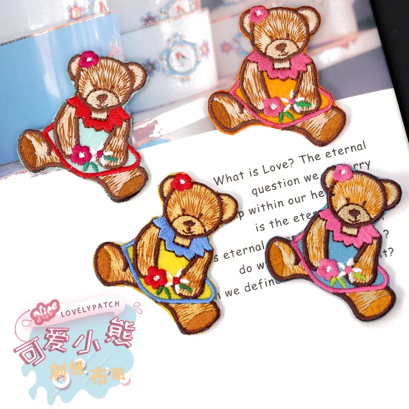 

Cute Cartoon Bear Patches Iron on Clothes Child Kid Stickers Embroidery Badges Applique Patches for Clothing Girl DIY JOD