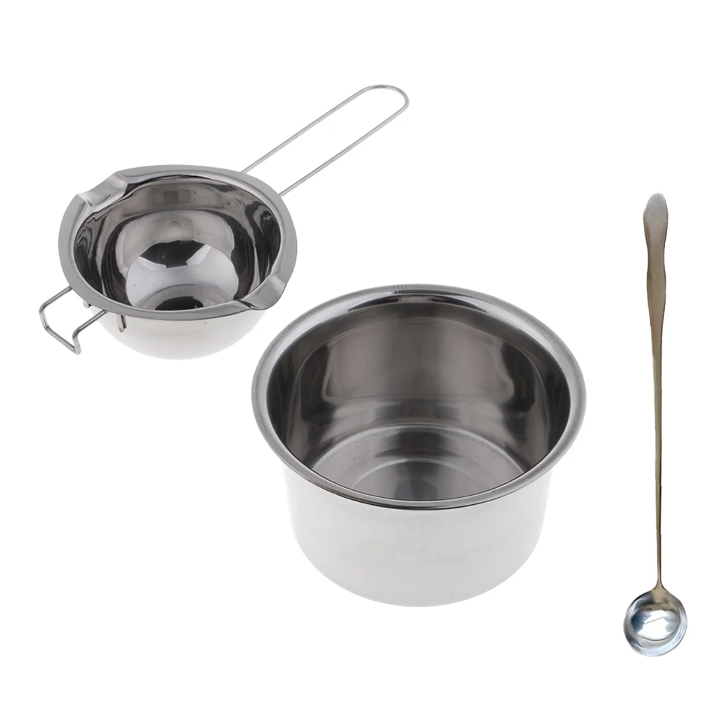 3pcs Stainless Steel Candle Wax Melting Pot Double Boiler Stirring Spoon DIY