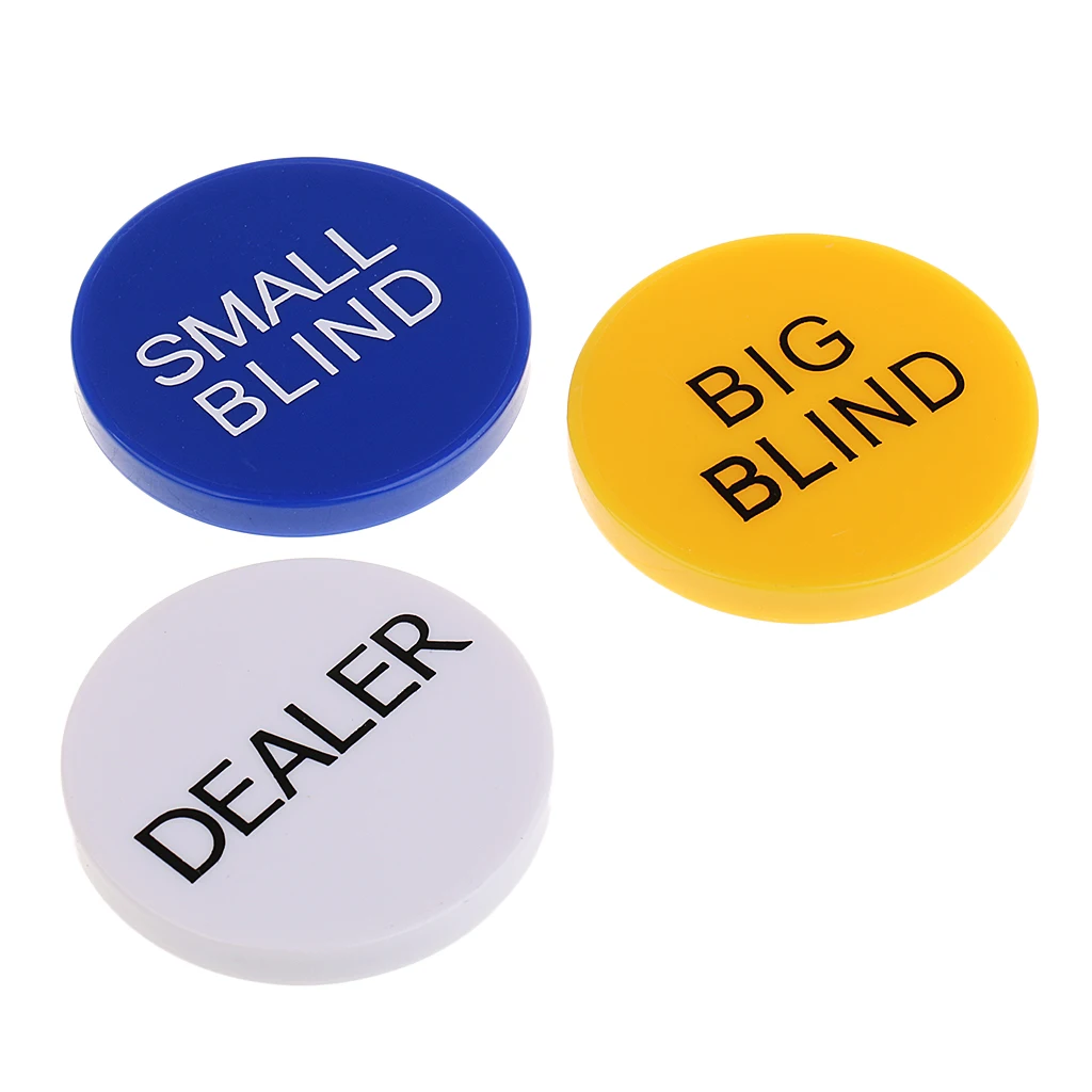 Durable Small Blind+Big Blind+Dealer Button Set for Party Casino Game Props 1.96inch Pack of 3