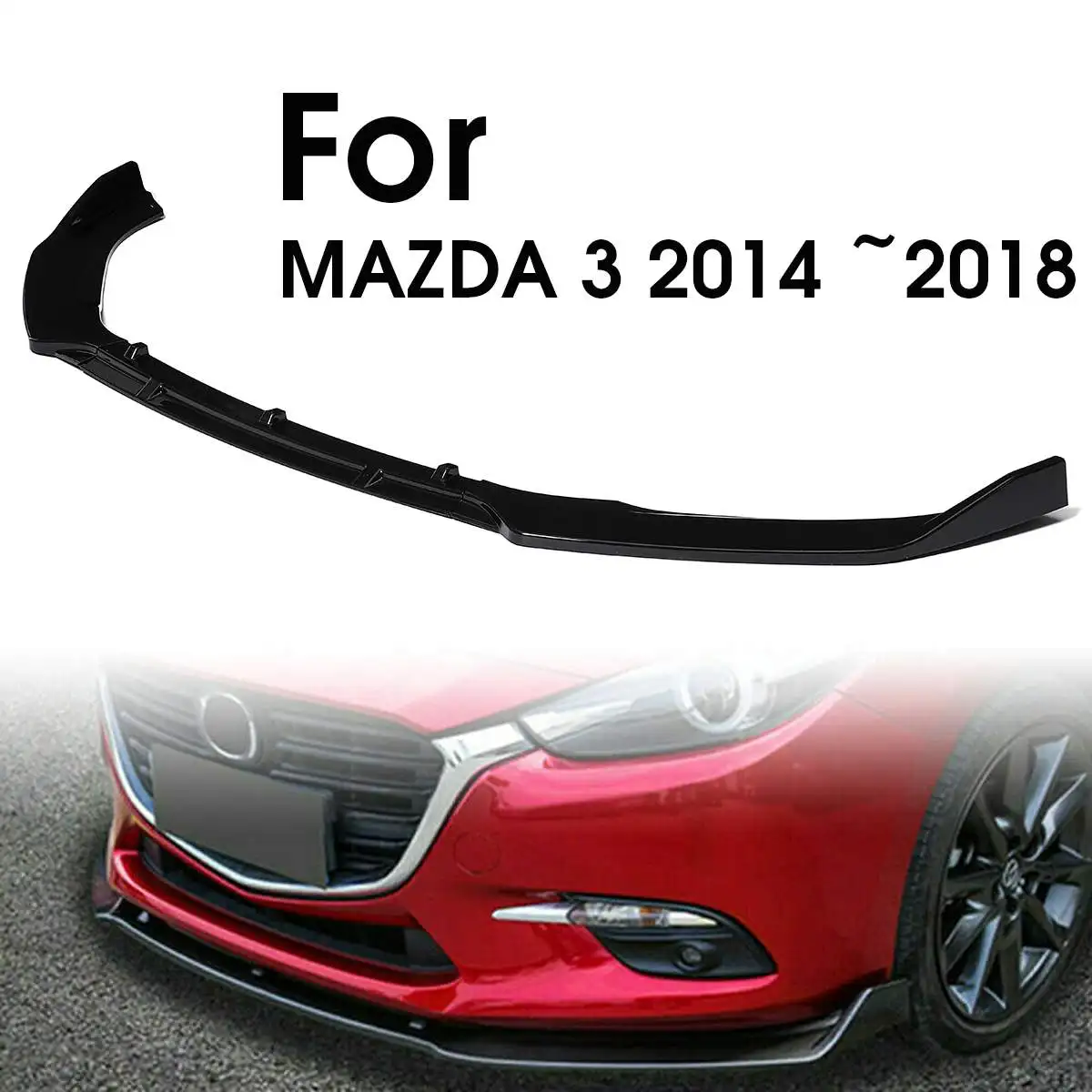 3 Pcs/Set Black Car Front Bumper Splitter Lip Cover Trim For MAZDA 3 Axela 2014 ~2018 Front Bumper Diffuser Spoiler Lip Cover