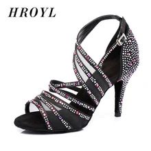 HROYL/женские туфли для латинских танцев для девушек; женские туфли со стразами для бальных танцев; танцевальные туфли для танго; 10/8. 5/7. 5/6 см; каблуки; Прямая поставка