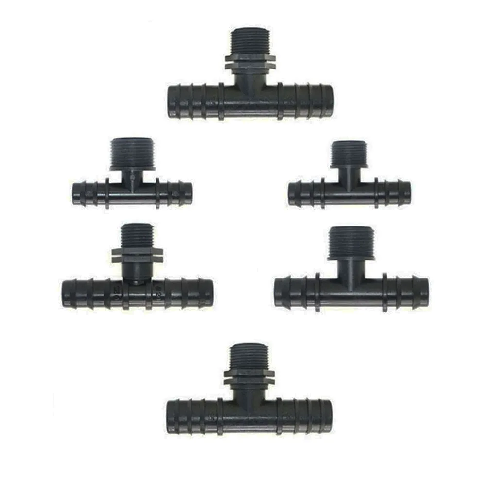 

Drip Irrigation Pe Tube Tee Splitter 1/2 3/4" To 16/20/25mm Barbed Fittings Hose Coupling For PE Pipes Garden Hose Greenhouse