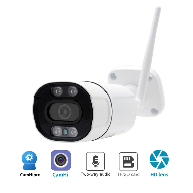 

1080P 4MP 5MP Bullet WiFi IP Camera ONVIF Wireless Outdoor Night Vision 20m CCTV Security Camera Two Way Audio Alarm P2P CamHi