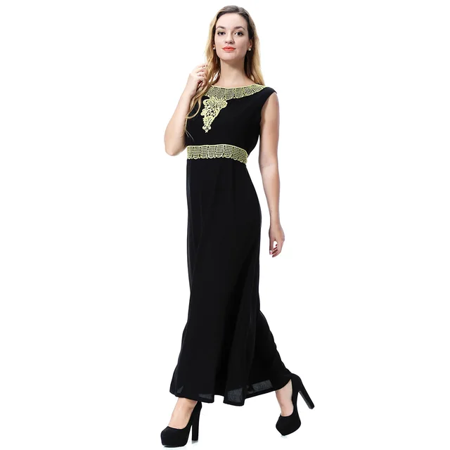 Muslim Women Dresses Female Sleeveless Party Dress Maxi Abaya Jalabiya Islamic Women Casual Dress Robe Kaftan Moroccan Embroidey 3