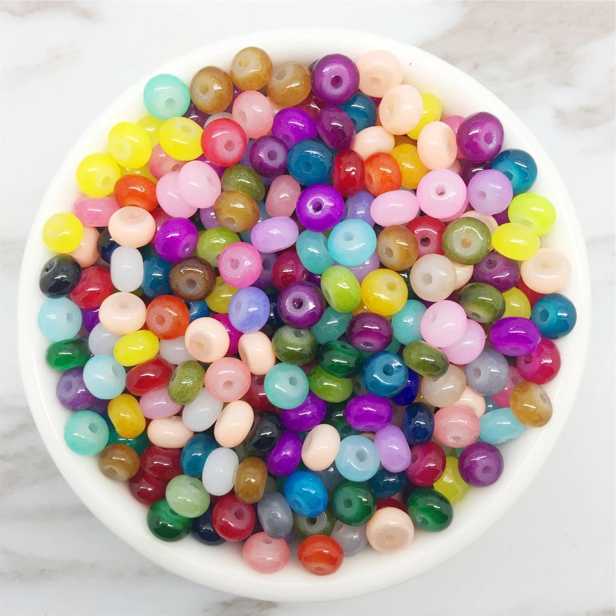Сделай Сам 50 шт 6 мм Стеклянная сплюснутая жемчужина распорные бусины узоры для изготовления ювелирных изделий