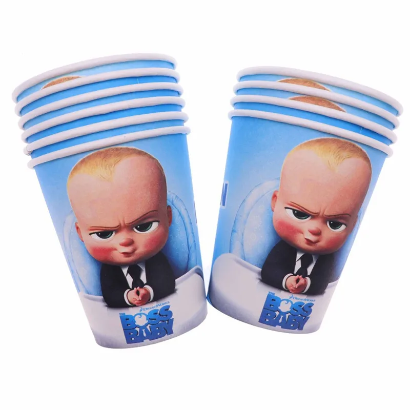 Набор одноразовой посуды Baby Boss для маленьких мальчиков, 1 день рождения, Декор, принадлежности для салфеток, тарелка, чашка, попкорн, коробка, скатерть, сувениры